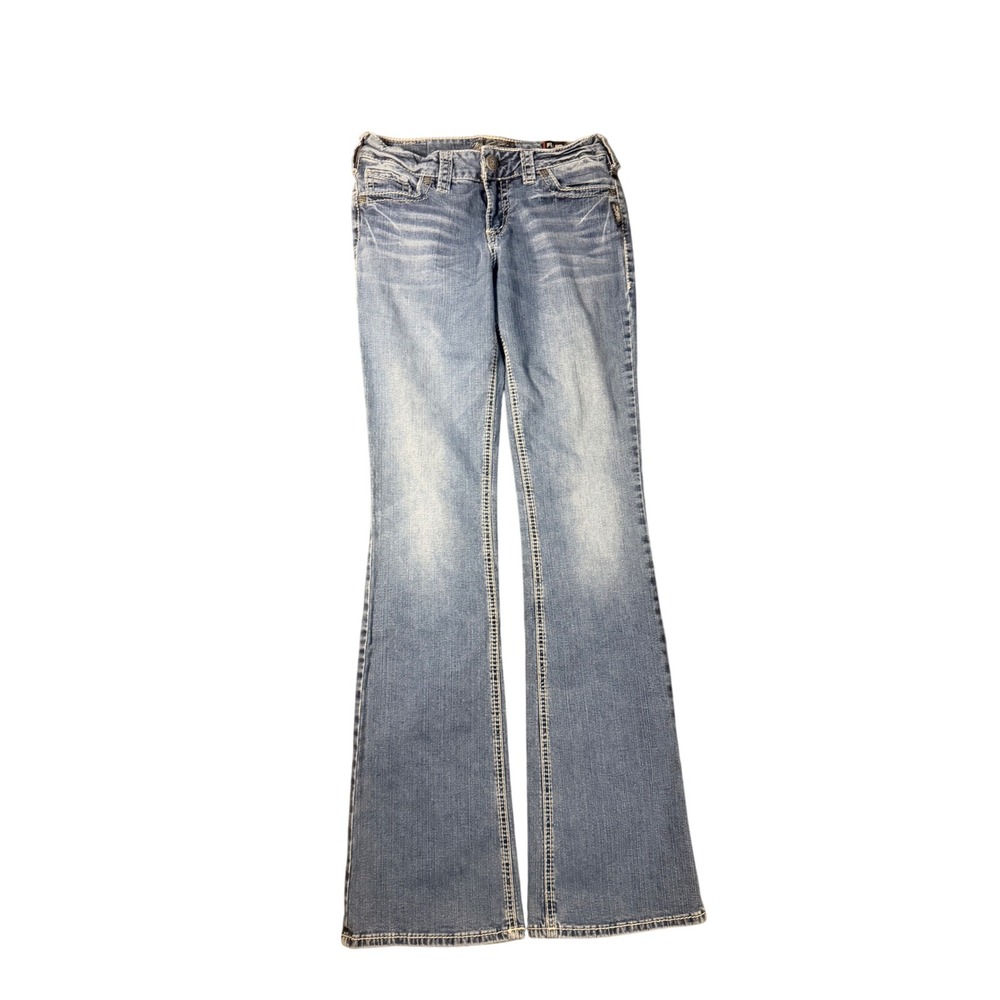 Silver Jeans Co Suki Mid Rise Bootcut Blue Fluid Denim Jeans SKU 1045
